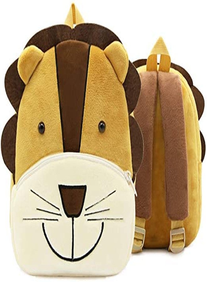 Delicado Cute Small Toddler Kids Backpack Plush Cartoon Mini Children School/Nursery/Picnic/Travelling Bag for Baby Girl Boy Age 1-5 Years (BrownLion_Bag) - Image 3